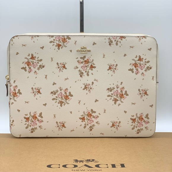 COACH Laptop Sleeve With Rose Bouquet Print - Picture 1 of 12